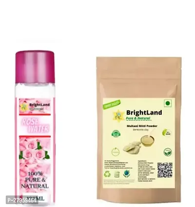 100% Pure  Natural 120ml Rose Water  Multani mitti powder for Skin care(120ml Rose water,200gm Multani mitti )  (2 Items in the set)