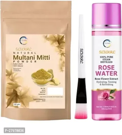 Multani Mitti face Powder_Rose Water_Makeup Brush Set of 3  (220 ml)-thumb0