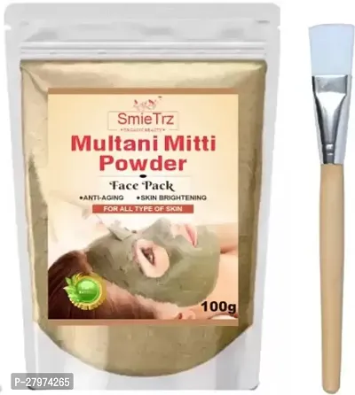 100% Pure Multani Mitti Powder for Face Pack With face pack brush  (2 Items in the set)