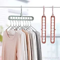 Connect Multi Hanger with Swivel Hook 9 Holes Magic Wardrobe Space Saver Folding Hangers Closet Organiser Anti-Skid Plastic 360 Degree Wet and Dry Clothes Hanger (Pack of 2)-thumb2