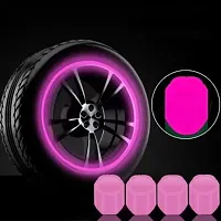 Plastic Tyre Valve Cap for Car  (Cylinder)4pcs pink cap-thumb1