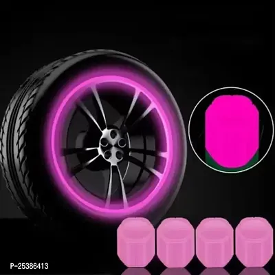 Plastic Tyre Valve Cap for Car  (Cylinder)4pcs pink cap-thumb2