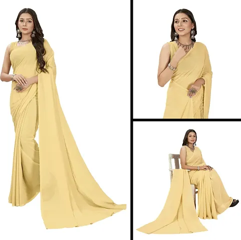 Daily Wear Georgette Solid Sarees With Blouse Piece