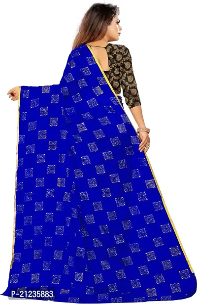 Alluring Blue Chiffon Printed Bollywood Saree with Blouse piece-thumb4