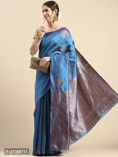 Women Stylish Chanderi Cotton Self Pattern Saree with Blouse piece-thumb0