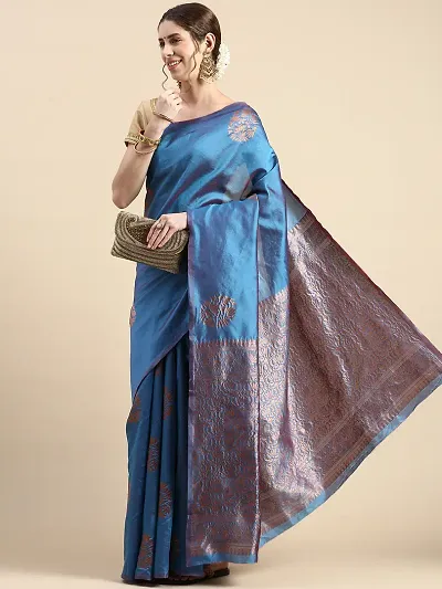 Women Stylish Chanderi Self Pattern Saree with Blouse piece