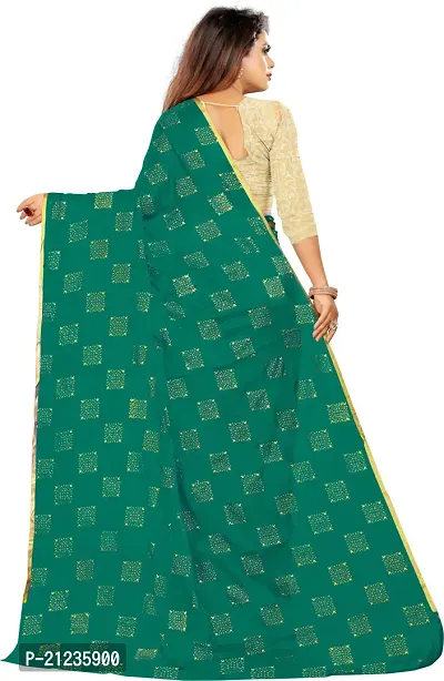 Alluring Dark Green Chiffon Woven Design Bollywood Saree with Blouse piece-thumb4