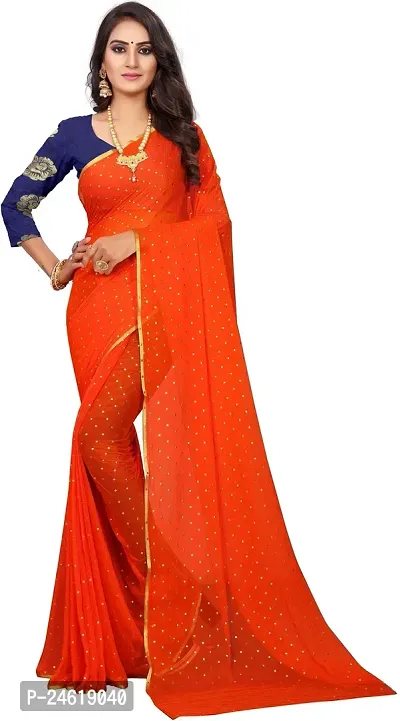 Stylish Chiffon Saree With Blouse Piece For Women-thumb0