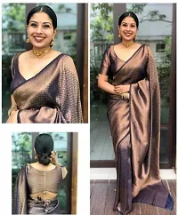 Women Stylish Art Silk Self Pattern Saree with Blouse piece-thumb2