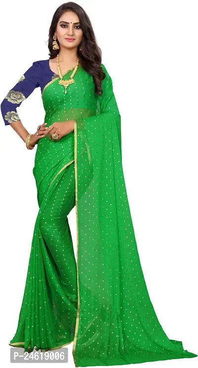 Stylish Chiffon Saree With Blouse Piece For Women-thumb0