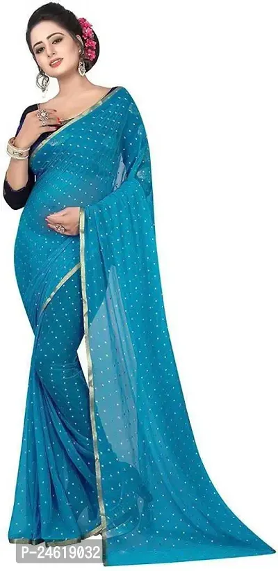 Stylish Chiffon Saree With Blouse Piece For Women-thumb0