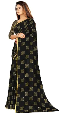 Alluring Black Chiffon Printed Bollywood Saree with Blouse piece-thumb1