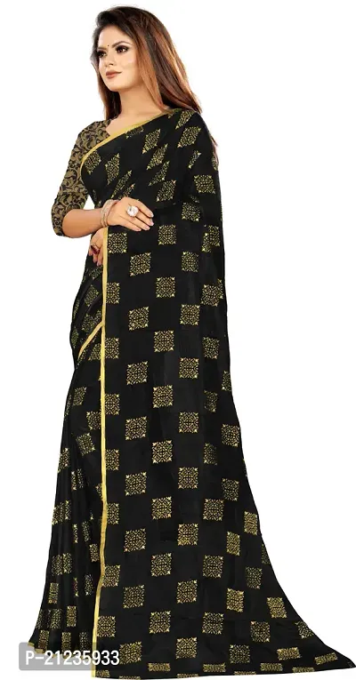 Alluring Black Chiffon Printed Bollywood Saree with Blouse piece-thumb2