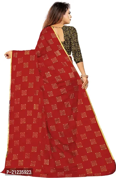 Alluring Red Chiffon Printed Bollywood Saree with Blouse piece-thumb4