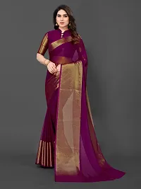 Women Stylish Chiffon Self Pattern Saree with Blouse piece-thumb2