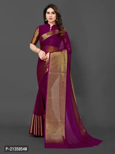 Women Stylish Chiffon Self Pattern Saree with Blouse piece-thumb3