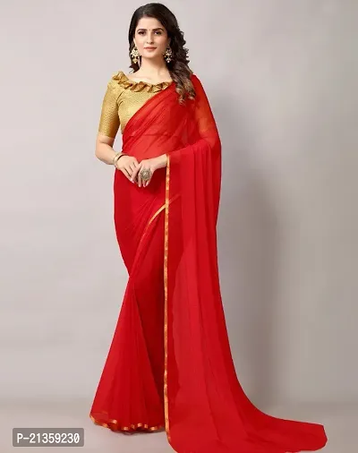 Women Stylish Chiffon Self Pattern Saree with Blouse piece