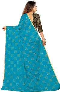 Alluring Blue Chiffon Printed Bollywood Saree with Blouse piece-thumb3