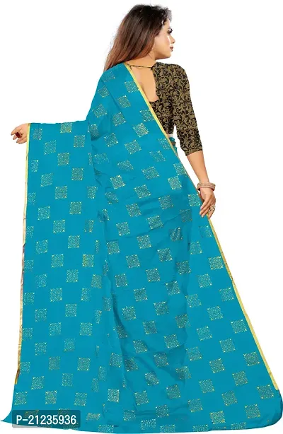 Alluring Blue Chiffon Printed Bollywood Saree with Blouse piece-thumb4