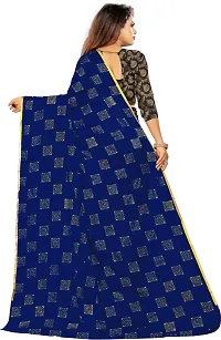 Alluring Navy Blue Chiffon Printed Bollywood Saree with Blouse piece-thumb3