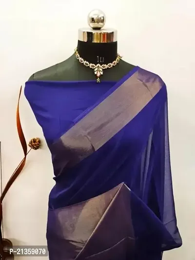 Women Stylish Chiffon Self Pattern Saree with Blouse piece-thumb2