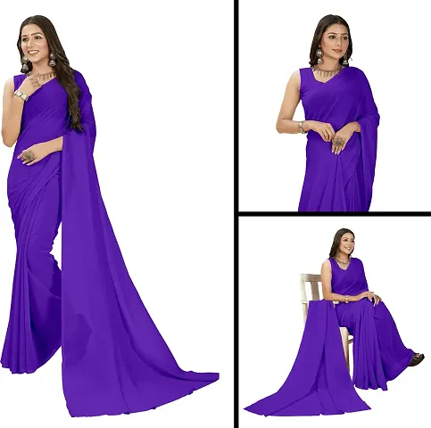 Women Stylish Georgette Self Pattern Saree with Blouse piece