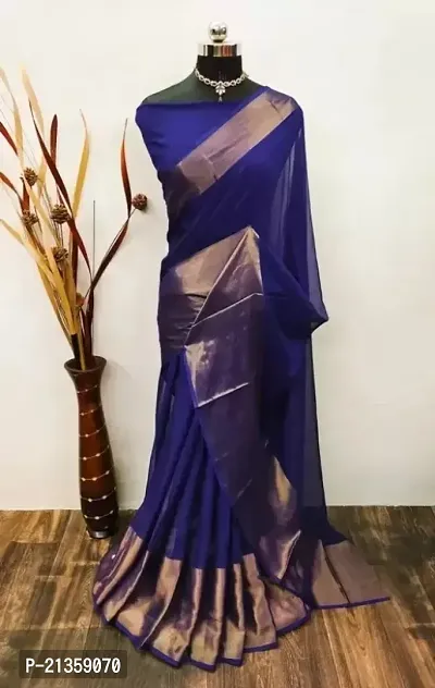 Women Stylish Chiffon Self Pattern Saree with Blouse piece-thumb0