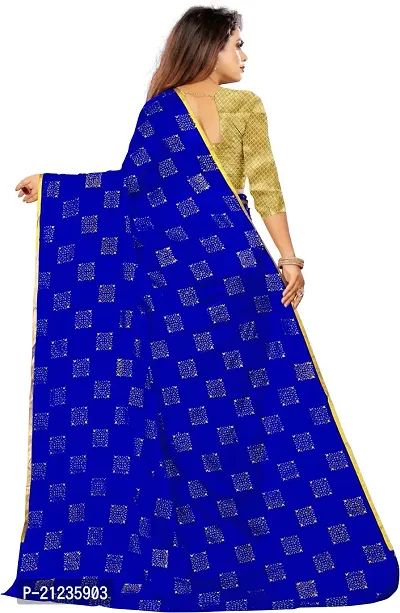 Alluring Blue Chiffon Printed Bollywood Saree with Blouse piece-thumb4