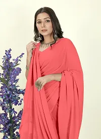 Women Stylish Georgette Self Pattern Saree with Blouse piece-thumb2