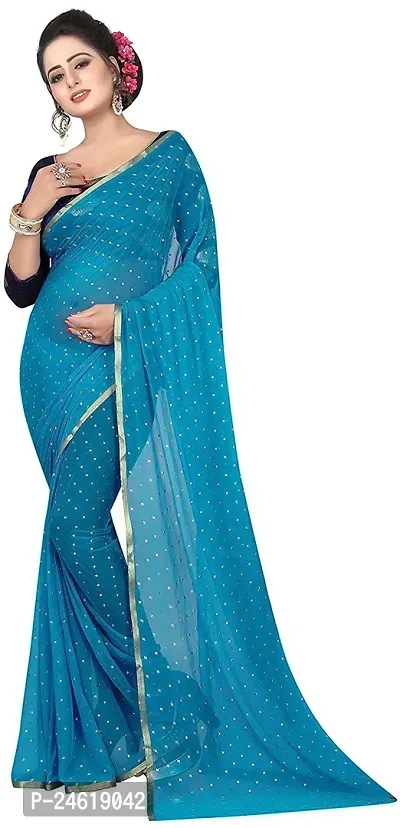 Stylish Chiffon Saree With Blouse Piece For Women-thumb0