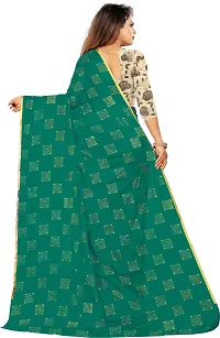 Alluring Dark Green Chiffon Printed Bollywood Saree with Blouse piece-thumb3