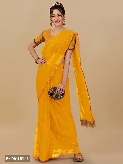 Stylish Chiffon Saree With Blouse Piece For Women-thumb0