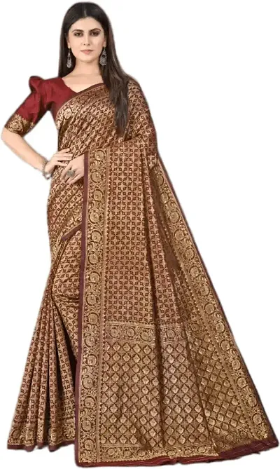 Women Stylish Art Silk Self Pattern Saree with Blouse piece