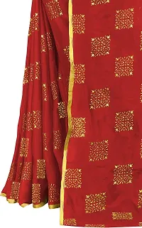 Alluring Red Chiffon Printed Bollywood Saree with Blouse piece-thumb4