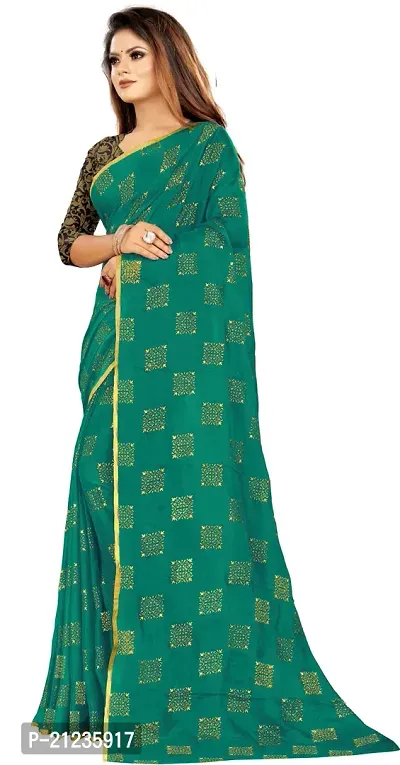 Alluring Dark Green Chiffon Printed Bollywood Saree with Blouse piece-thumb2