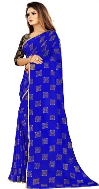 Alluring Blue Chiffon Printed Bollywood Saree with Blouse piece-thumb1