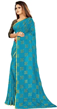 Alluring Blue Chiffon Printed Bollywood Saree with Blouse piece-thumb1