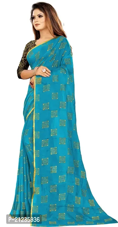 Alluring Blue Chiffon Printed Bollywood Saree with Blouse piece-thumb2