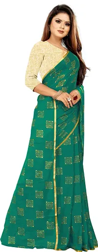 Alluring Dark Green Chiffon Woven Design Bollywood Saree with Blouse piece-thumb2