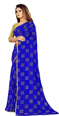 Alluring Blue Chiffon Printed Bollywood Saree with Blouse piece-thumb1