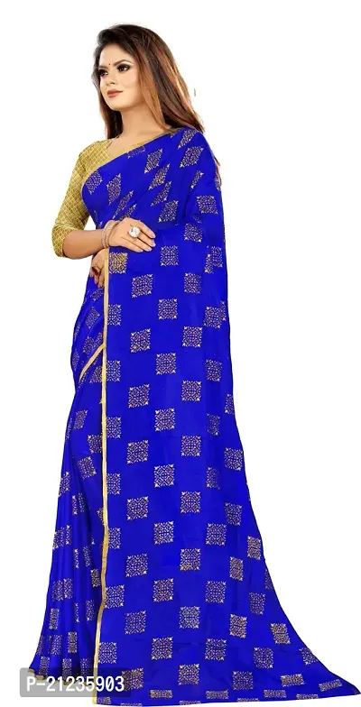 Alluring Blue Chiffon Printed Bollywood Saree with Blouse piece-thumb2