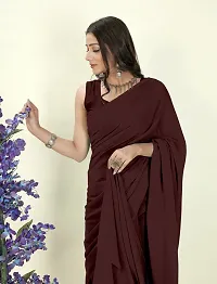 Women Stylish Georgette Self Pattern Saree with Blouse piece-thumb2