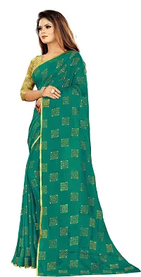 Alluring Dark Green Chiffon Printed Bollywood Saree with Blouse piece-thumb1