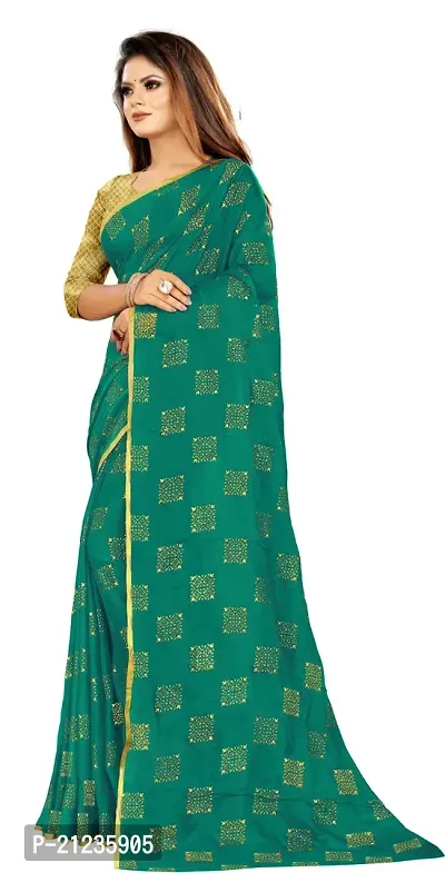 Alluring Dark Green Chiffon Printed Bollywood Saree with Blouse piece-thumb2