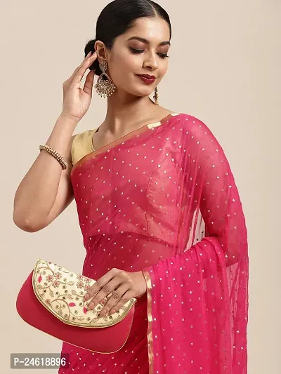 Stylish Chiffon Saree With Blouse Piece For Women-thumb0