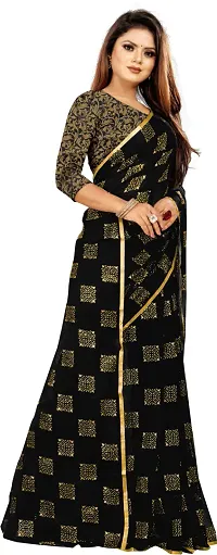 Alluring Black Chiffon Printed Bollywood Saree with Blouse piece-thumb2