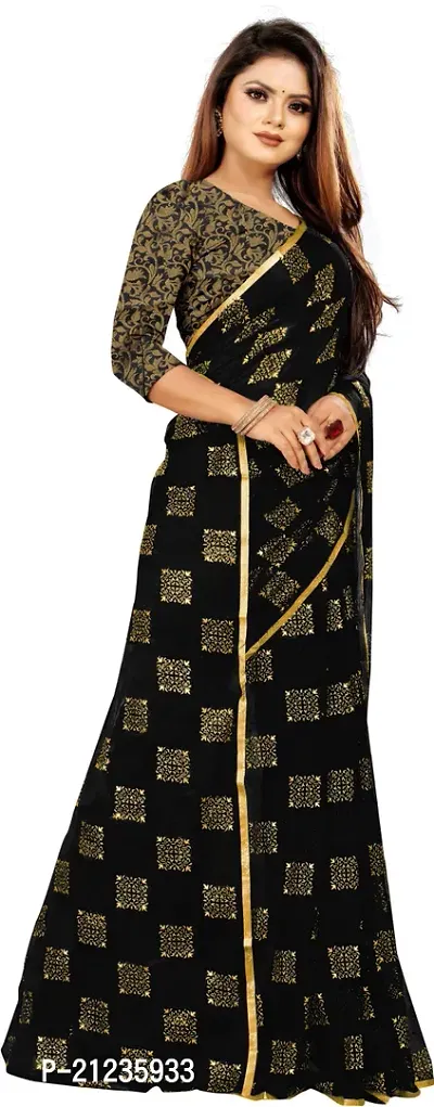 Alluring Black Chiffon Printed Bollywood Saree with Blouse piece-thumb3