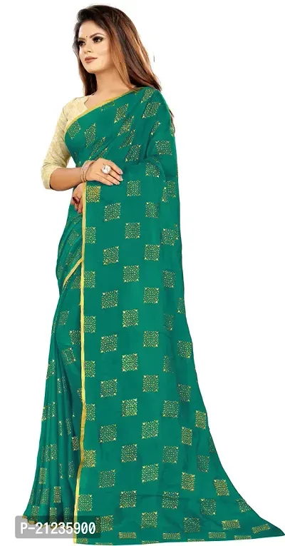 Alluring Dark Green Chiffon Woven Design Bollywood Saree with Blouse piece-thumb2