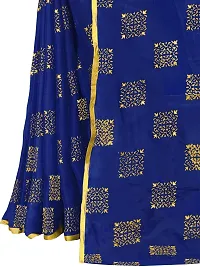 Alluring Navy Blue Chiffon Printed Bollywood Saree with Blouse piece-thumb4