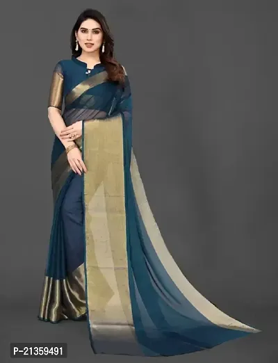 Women Stylish Chiffon Self Pattern Saree with Blouse piece-thumb0